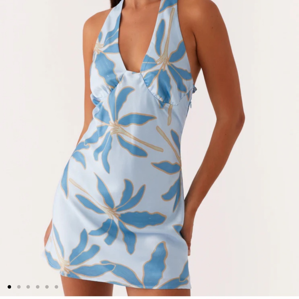 Peppermayo Blue Floral Halter Dress